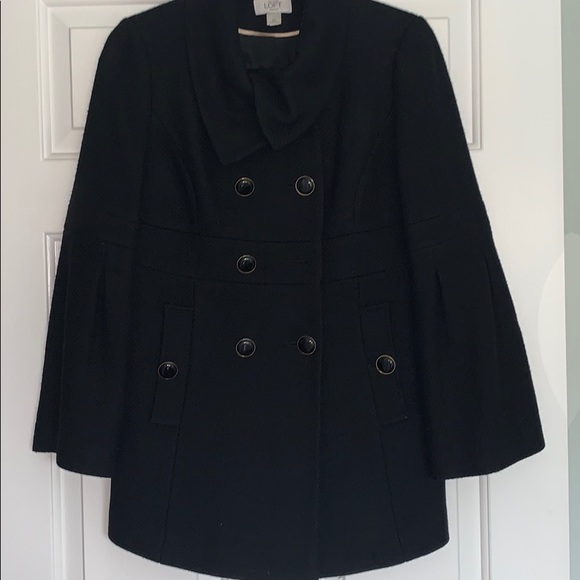 LOFT Black Wool Bell Sleeve Button Coat - Picture 6 of 10